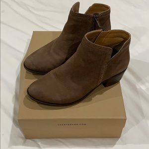 Lucky Brand Beathea Brown Leather Booties 7.5W